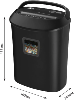 Шредер Cactus CS-SH-P8 черный (секр.P-4) фрагменты 12лист. 25лтр. скрепки скобы пл.карты CD