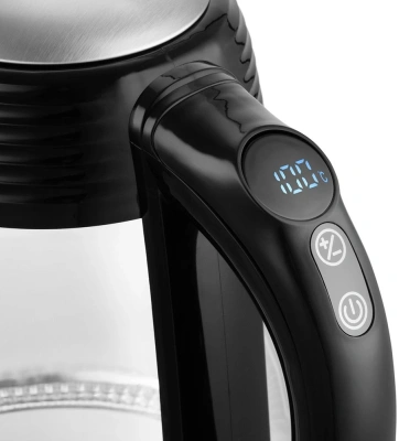 Чайник электрический Kitfort КТ-6126 1.7л. 2200Вт черный/нержавеющая сталь корпус: стекло/пластик