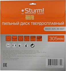 Диск пильный Sturm! 9020-305-30-60T d=305мм d(посад.)=30мм (торцовочные пилы)