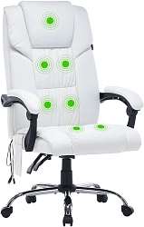 Кресло Cactus с вибромассажем CS-CHR-OC02M-WT белый экокожа крестов. сталь