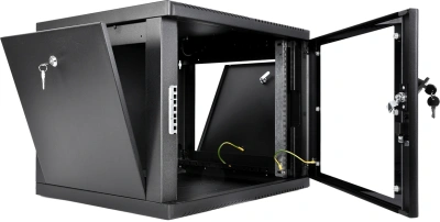 Шкаф коммутационный ЦМО (ШРН-М-9.650-9005) настенный 9U 600x650мм пер.дв.стекл 120кг черный 581мм 22.5кг 180град. 475мм металл