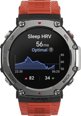 Смарт-часы Amazfit T-Rex 3 A2323 48.5мм 1.5" AMOLED корп.темно-серый рем.красный разм.брасл.:145-210мм (1746757)