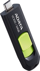 Флеш Диск A-Data 64Gb Type-C UC300 ACHO-UC300-64G-RBK/GN USB3.2 черный/зеленый