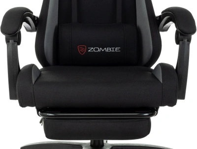 Кресло игровое Zombie Shadow черный/серый с подголов. крестов. пластик подст.для ног пластик черный