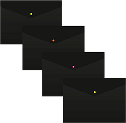 Конверт на кнопке Бюрократ Black Opal BLPK803A4/1 A4 пластик 0.18мм черный (упак.:4шт)