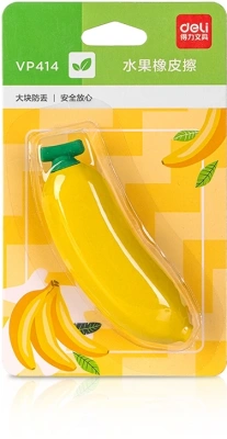 Ластик Deli VP414ban VP414YELLOW банан 54x23x16мм желтый блистер с европодвесом