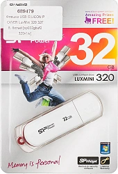 Флеш Диск Silicon Power 32Gb LuxMini 320 SP032GBUF2320V1W USB2.0 белый