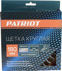 Щетка дисковая Patriot 813010013 d=180мм d(посад.)=22.23мм (угловые шлифмашины) (упак.:1шт)