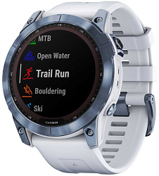 Смарт-часы Garmin Fenix 7X 1.4" корп.синий рем.белый (010-02541-15)