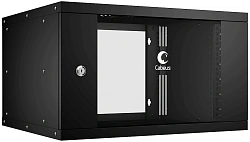 Шкаф коммутационный Cabeus (WSC-05D-6U55/45-BK) настенный 6U 550x450мм пер.дв.стекл 30кг черный 390мм 220град. 320мм IP20 сталь