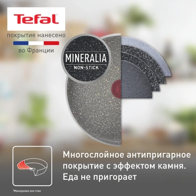 Сковорода Tefal Natural Cook 04213128 круглая 28см покрытие: Mineralia ручка несъемная (без крышки) серый (9100053996)