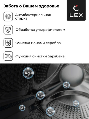 Стиральная машина Lex LWM10714LuxIDD класс: A+++ загр.фронтальная макс.:10кг (с сушкой) черный инвертер