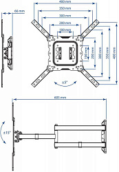 Кронштейн для телевизора Kromax DIX-18 белый 22"-65" макс.40кг настенный поворот и наклон