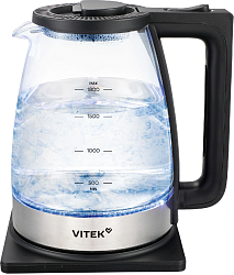 Чайник электрический Vitek VT-WK1071 1.7л. 1800Вт черный/серебристый корпус: стекло