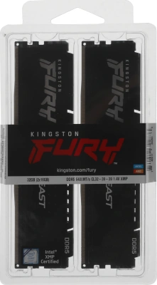 Память DDR5 2x16GB 6400MHz Kingston KF564C32BBK2-32 Fury Beast RTL Gaming PC5-51200 CL32 DIMM 288-pin 1.4В kit single rank с радиатором Ret