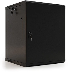 Шкаф коммутационный Hyperline (TWB-2766-SR-RAL9004) настенный 27U 600x600мм пер.дв.стал.лист 2 бок.пан. 60кг черный 520мм 180град. 1304мм IP20 сталь