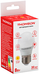 Лампа светодиодная Thomson TH-B2039 8Вт цок.:E27 шар 220B св.свеч.бел.теп. Globe