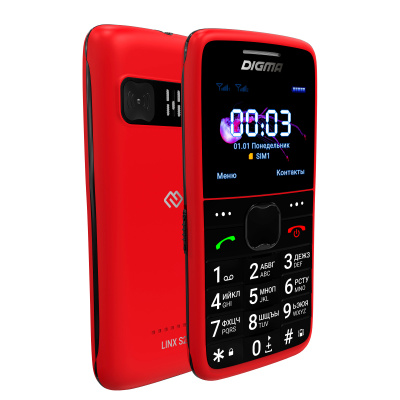 Мобильный телефон Digma S220 Linx 32Mb красный моноблок 2Sim 2.2" 176x220 0.3Mpix GSM900/1800 MP3 FM microSD max32Gb