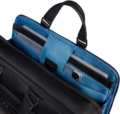 Деловая сумка Piquadro Wollem CA6637W129/N с отделением для ноутбука черный полиэстер/натур.кожа