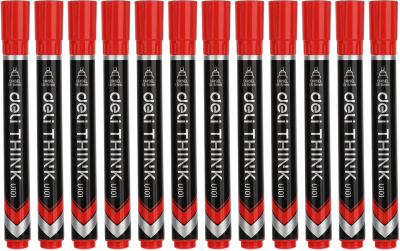 Набор маркеров перманентных Deli EU10140-P Think скошенный пиш. наконечник 1.5-5мм красный коробка картонная (12шт.)
