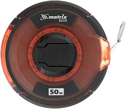 Рулетка геодезическая Matrix 31282 дл.полотна 50м изм.шкала в см зацеп простой красный/черный