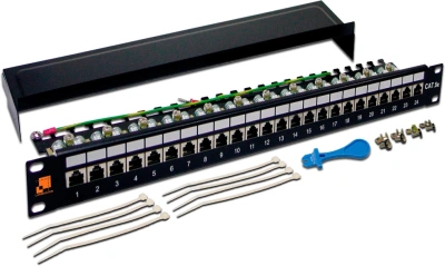 Патч-панель Lanmaster LAN-PPL24S5E 19" 1U 24xRJ45 кат.5E FTP