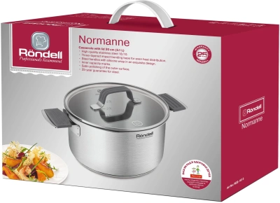 Кастрюля Rondell Normanne RDS-1813 3.1л. d=20см (с крышкой) стальной