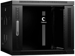 Шкаф коммутационный Cabeus (SH-05F-9U60/60-BK) настенный 9U 600x600мм пер.дв.стекл 60кг черный 540мм 501мм IP20 сталь