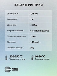 Пластик для принтера 3D Cactus CS-3D-PETG-1KG-T-GREEN PETG d1.75мм 1кг L316м 1цв.