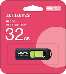 Флеш Диск A-Data 32Gb Type-C UC300 ACHO-UC300-32G-RBK/GN USB3.2 черный/зеленый