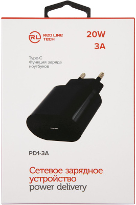 Сетевое зар./устр. Redline PD1-3A 20W 3A (PD) USB Type-C универсальное черный (УТ000024179)