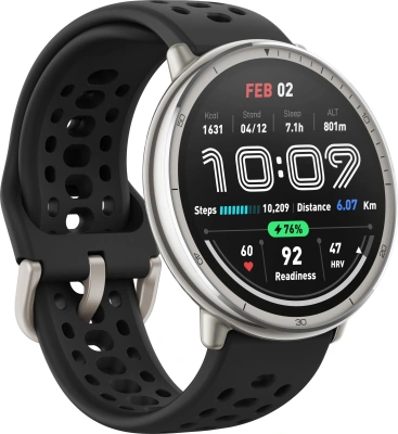 Смарт-часы Amazfit Active 2R A2437 43.9мм 1.32" AMOLED корп.серебристый рем.черный разм.брасл.:135-195мм