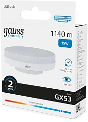 Лампа светодиодная Gauss Elementary 83835 15Вт цок.:GX53 таблетка 180B св.свеч.бел.хол. (упак.:10шт)