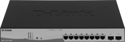 Коммутатор D-Link DGS-1210-10MP/FL (L2) 8x1Гбит/с 2SFP 8PoE+ 130W управляемый