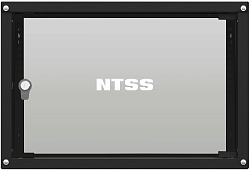 Шкаф коммутационный NTSS Lime (NTSS-WL6U5545GS-BL) настенный 6U 550x450мм пер.дв.стекл несъемн.бок.пан. 30кг черный 370мм 9.6кг 110град. 370мм IP20 сталь