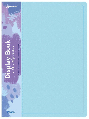 Папка с 20 прозр.вклад. Бюрократ Pastel PAST20BLUE A4 пластик 0.5мм торц.карм с бум. встав голубой