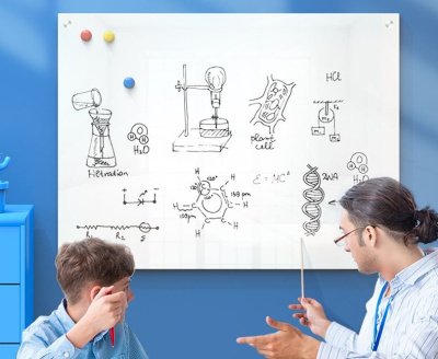 Доска стеклянная Deli 50045 белый 90x120см стекло 4 магнита/2 маркера/стиратель