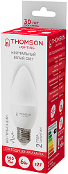 Лампа светодиодная Thomson TH-B2358 6Вт цок.:E27 свеча 220B св.свеч.бел.нейт. Candle (упак.:1шт)