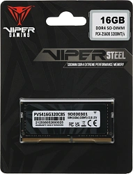 Память DDR4 16Gb 3200MHz Patriot PVS416G320C8S Steel Series RTL PC4-25600 CL22 SO-DIMM 260-pin 1.2В single rank с радиатором Ret