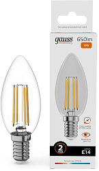 Лампа филам. Gauss Filament 10Вт цок.:E14 свеча 220B св.свеч.бел.теп. (упак.:10шт) (32110)