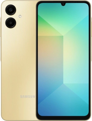 Смартфон Samsung SM-A065F Galaxy A06 64Gb 4Gb золотистый моноблок 3G 4G 2Sim 6.7" 720x1600 Android 14 50Mpix 802.11 a/b/g/n/ac GPS GSM900/1800 GSM1900 microSD max1024Gb