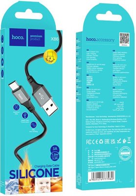 Кабель Hoco X86 X86 TYPE-C USB (m)-USB Type-C (m) 1м черный коробка