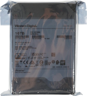Жесткий диск WD SATA-III 16TB 0F38466 WUH721816ALE6L4 Server Ultrastar DC HC550 512E (7200rpm) 512Mb 3.5"