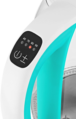 Чайник электрический Kitfort КТ-6140-3 1.7л. 2200Вт белый/бирюзовый корпус: стекло/пластик