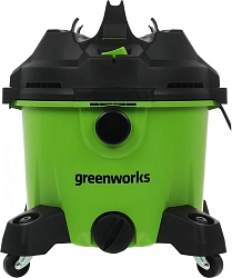 Строительный пылесос Greenworks G120WDV 1300Вт (уборка: сухая/сбор воды) зеленый