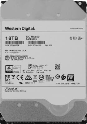 Жесткий диск WD SATA-III 18TB 0F38459 WUH721818ALE6L4 Server Ultrastar DC HC550 512E (7200rpm) 512Mb 3.5"
