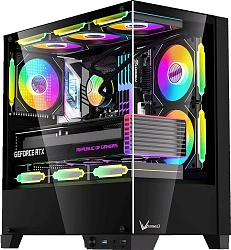 Корпус Formula Crystal Z1M Plus FR черный без БП mATX 9x120mm 1xUSB3.0 audio bott PSU