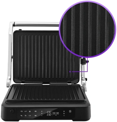 Электрогриль Kitfort КТ-3675 2000Вт серебристый/черный