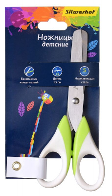 Ножницы Silwerhof 453087 Цветландия детские 130мм ручки с резиновой вставкой ассорти