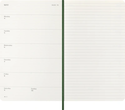 Еженедельник Moleskine CLASSIC SOFT WKNT Large 130х210мм датир.12мес 144стр. линейка мягкая обложка зеленый